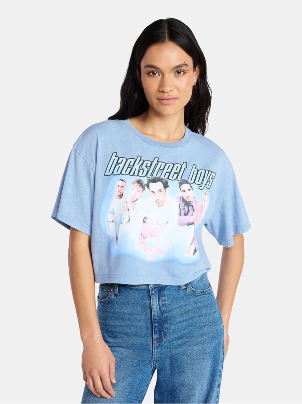 Backstreet Boys Light Blue Cropped Graphic Tee